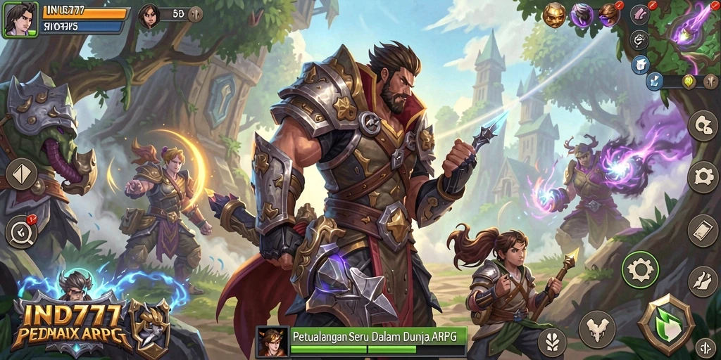 Tampilan gameplay ARPG yang menegangkan di IND777.