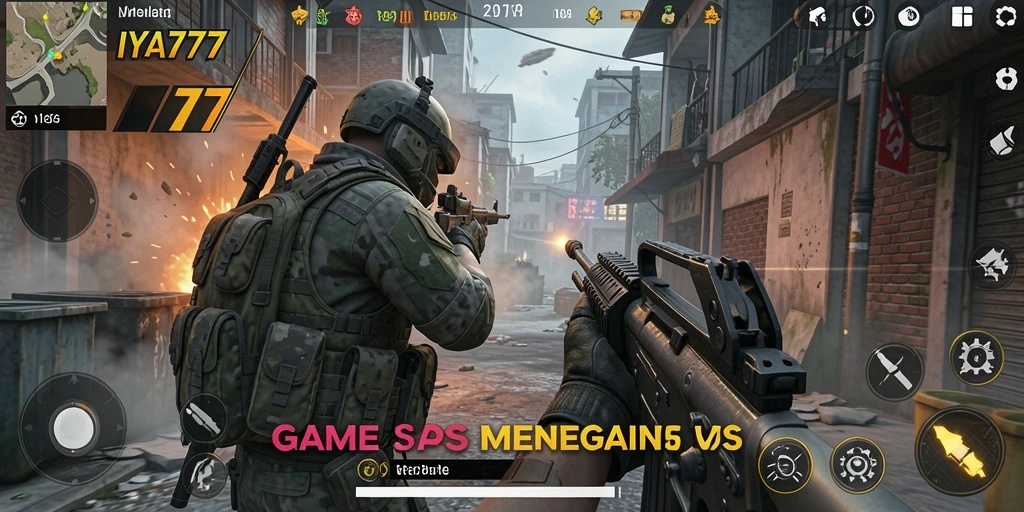 Tampilan gameplay menegangkan dari IYA777 dengan aksi tembak-menembak.