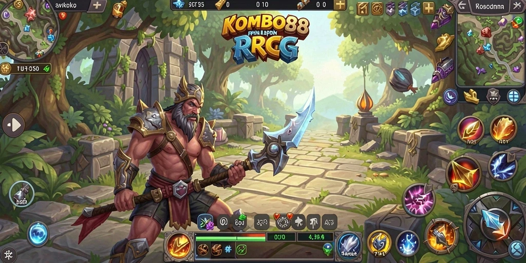 Tampilan penuh aksi gameplay RPG dalam KOMBO88 yang menakjubkan.
